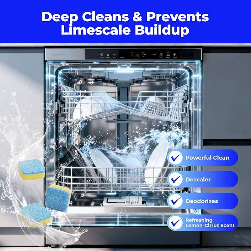 EcoEgret Dishwasher Cleaner Tablets (24 Count) - with Fresh Lemon Scent Dishwasher Cleaner and Deodorizer, Deep Cleans & Descales, Fits All Dishwashers, Septic Safe, 12 Month Supply - Image 2