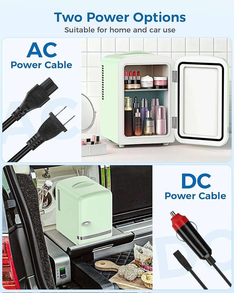 Electactic Mini Fridge for Bedroom, 4L/6 Cans Small Cosmetic Fridge for Skincare, Makeup, Medicine & Beverage, Portable Desk Fridge Cooler and Warmer for Kids, Car, Office, Dorm, Green - Image 5