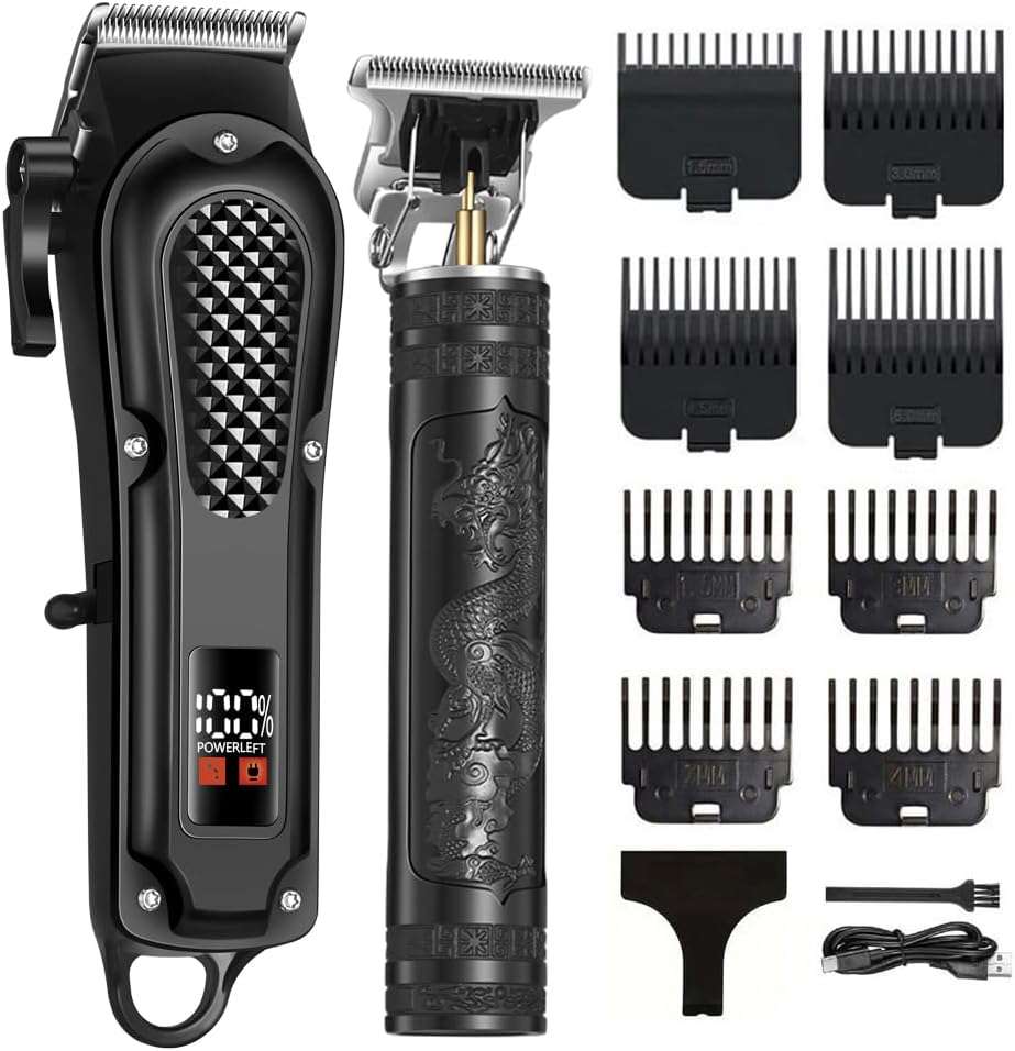 OIYO Cordless Hair Clippers for Men, Self Haircut Kit for Men Electric Clippers and Trimmers, Grooming Rechargeable Beard Trimmer with Adjustable Blade & LCD Display, Hair Cutting Tools for Home use - Image 1