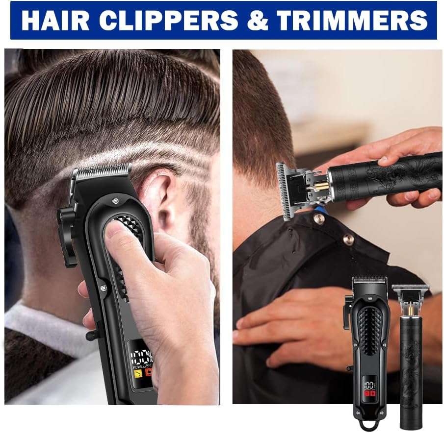 OIYO Cordless Hair Clippers for Men, Self Haircut Kit for Men Electric Clippers and Trimmers, Grooming Rechargeable Beard Trimmer with Adjustable Blade & LCD Display, Hair Cutting Tools for Home use - Image 3