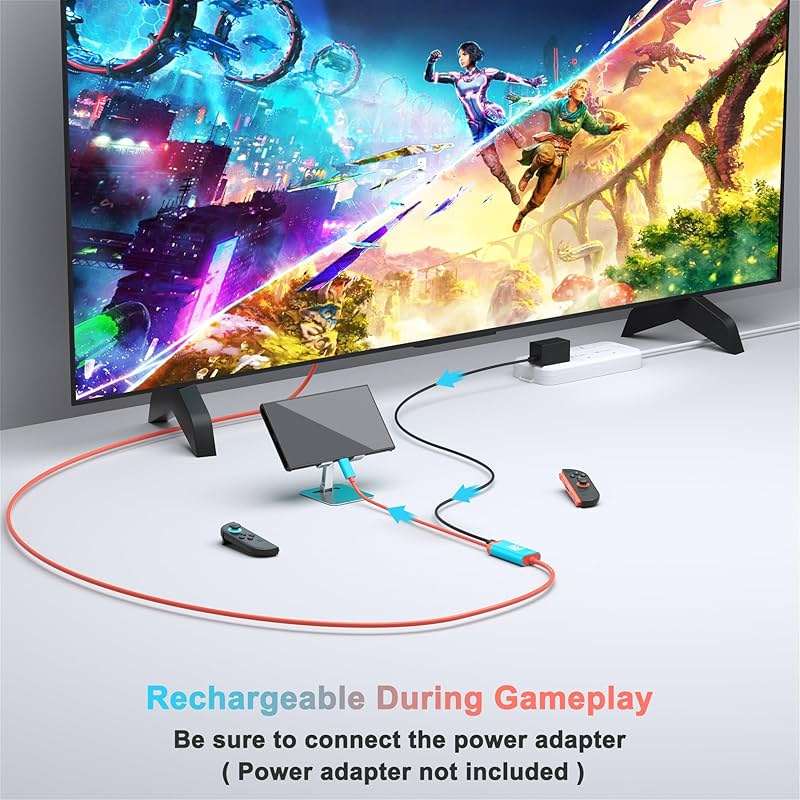 Switch 2 Dock,(Plug-and-Play) 4K@60HZ 6.6 ft,USB C to HDMI Replacement Cable for Nintendo Switch Dock,Portable Travel TV Base Adapter ＆ Travel NS2 Docking Station Cord Compatible with Nintendo Switch - Image 4