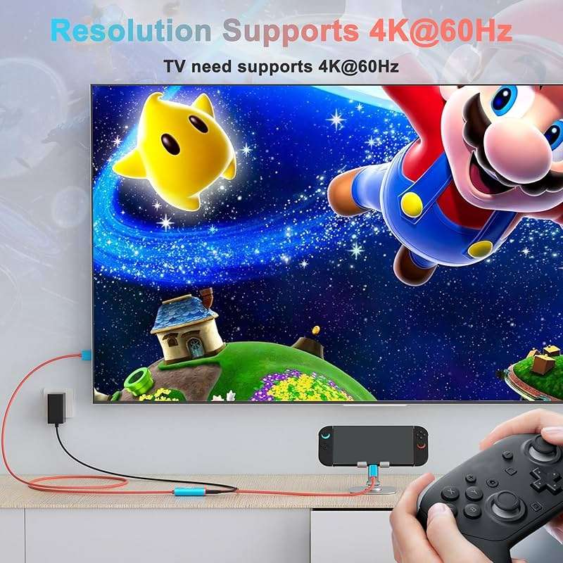 Switch 2 Dock,(Plug-and-Play) 4K@60HZ 6.6 ft,USB C to HDMI Replacement Cable for Nintendo Switch Dock,Portable Travel TV Base Adapter ＆ Travel NS2 Docking Station Cord Compatible with Nintendo Switch - Image 5