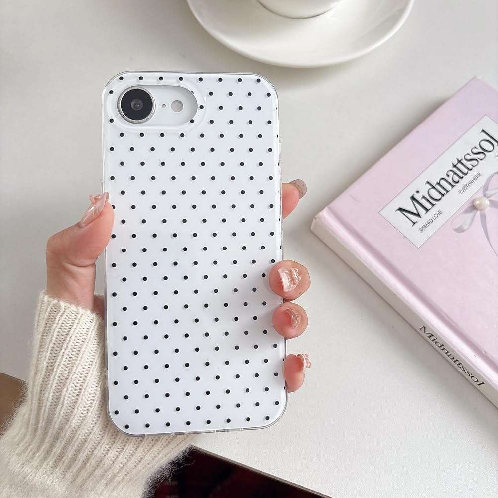 QLTYPRI Cute Phone Case for iPhone 17e/iPhone 16e Case Polka Dot Fashion Aesthetic Design for Women Girls, Slim TPU Shockproof Protective Phone Cover for iPhone 17e/16e - White - Image 2