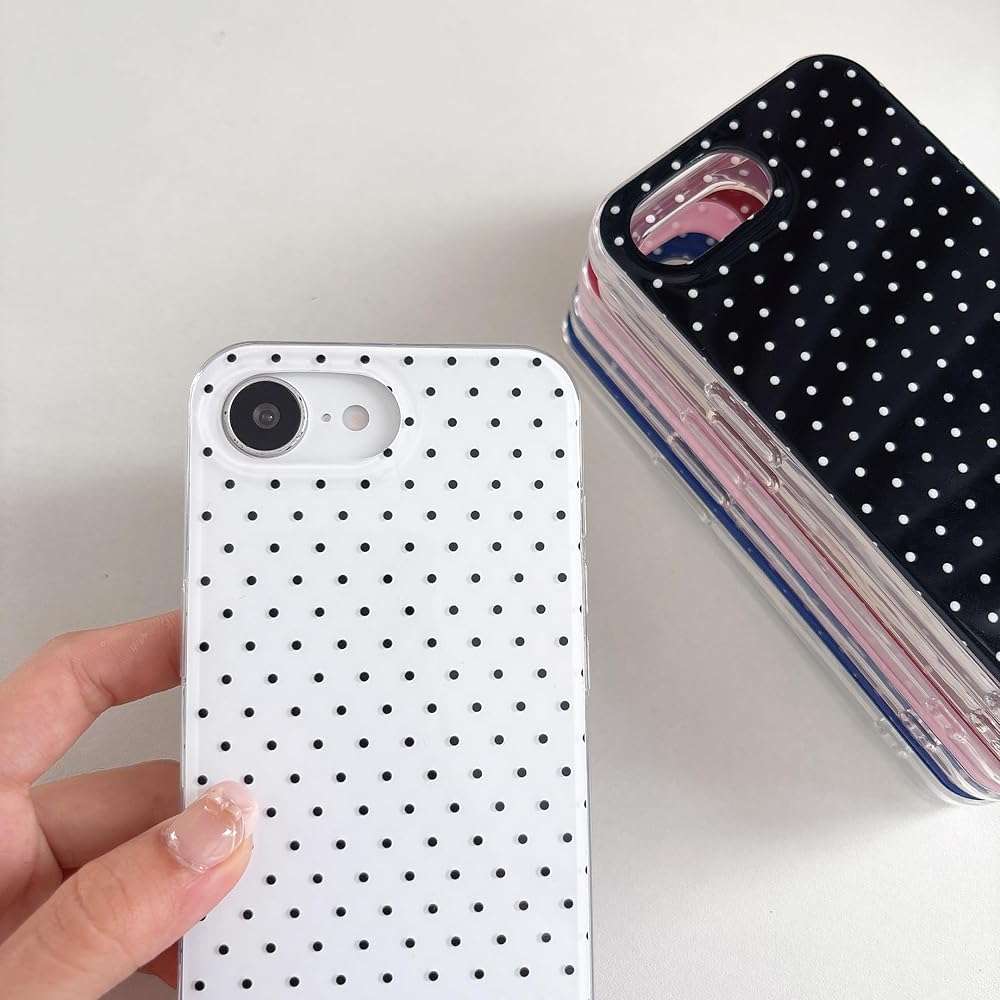 QLTYPRI Cute Phone Case for iPhone 17e/iPhone 16e Case Polka Dot Fashion Aesthetic Design for Women Girls, Slim TPU Shockproof Protective Phone Cover for iPhone 17e/16e - White - Image 4