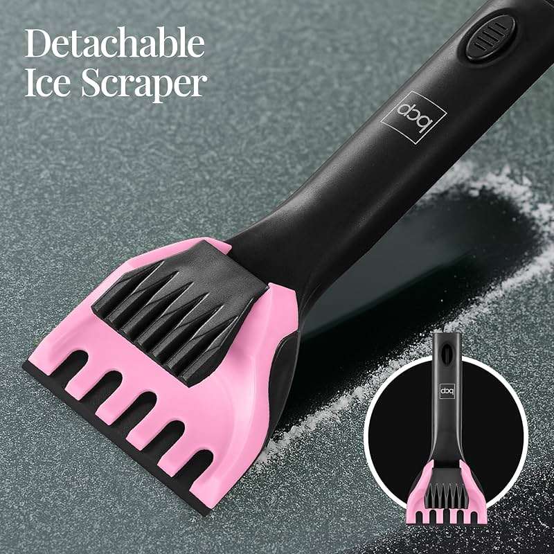 Best Choice Products 4 in 1 Snow Brush with Shovel, Squeegee & Ice Scraper, Up to 39" Extendable Foam Grip, 270° Pivoting Snow Brush for Car Truck SUV, Storage Bag Included - Pink - Image 5