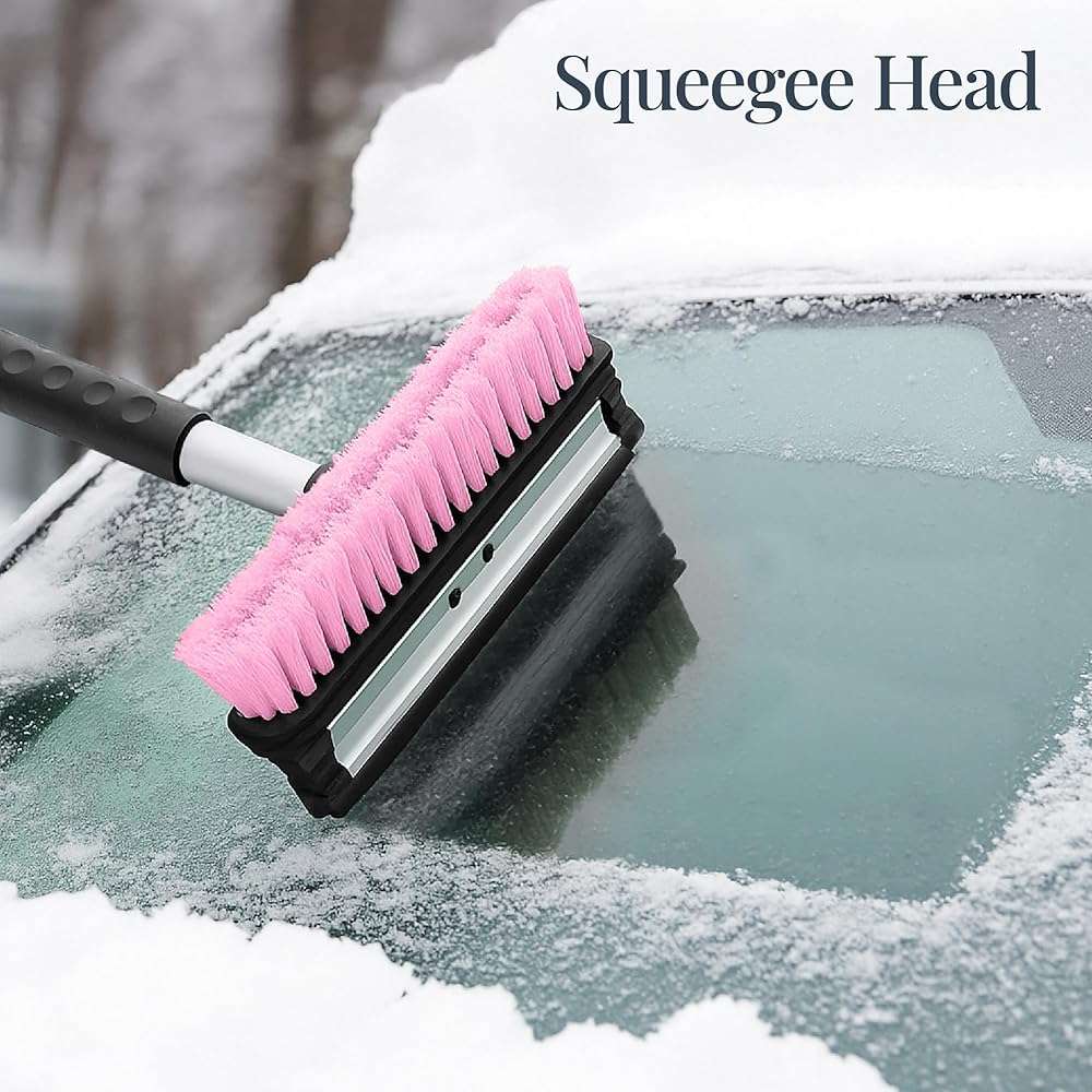 Best Choice Products 4 in 1 Snow Brush with Shovel, Squeegee & Ice Scraper, Up to 39" Extendable Foam Grip, 270° Pivoting Snow Brush for Car Truck SUV, Storage Bag Included - Pink - Image 7