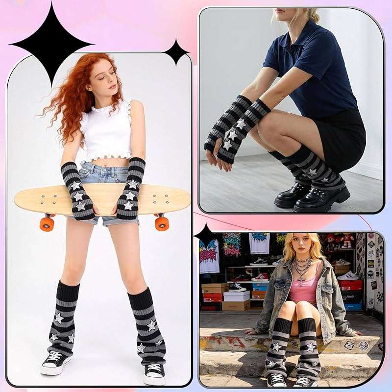 scenicamp Y2K Leg Warmers for Women Star Arm Warmers Streetwear Leg Cover Stretchy Knit Ballet Dance Accessories - Image 6