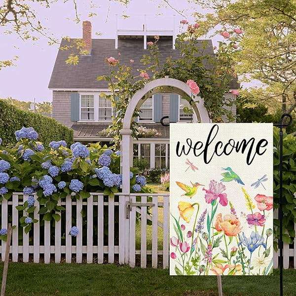 Agroon Spring Summer Garden Flag 12x18 Inch, Double Sided Colorful Flowers Birds Dragonflies Flag, Seasonal Yard Outdoor Decoration - Image 4