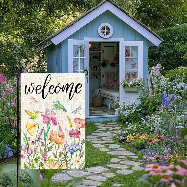 Agroon Spring Summer Garden Flag 12x18 Inch, Double Sided Colorful Flowers Birds Dragonflies Flag, Seasonal Yard Outdoor Decoration - Image 5