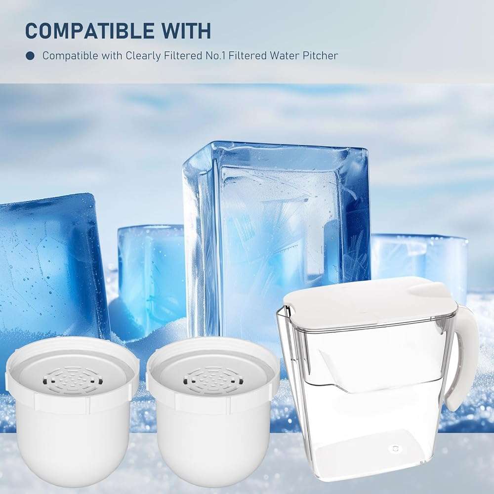 Water Pitcher Replacement Filter Compatible with Clearly Filtered Water Filter Pitcher, 100-Gallon Long-Life, BPA Free 3 Pack - Image 6