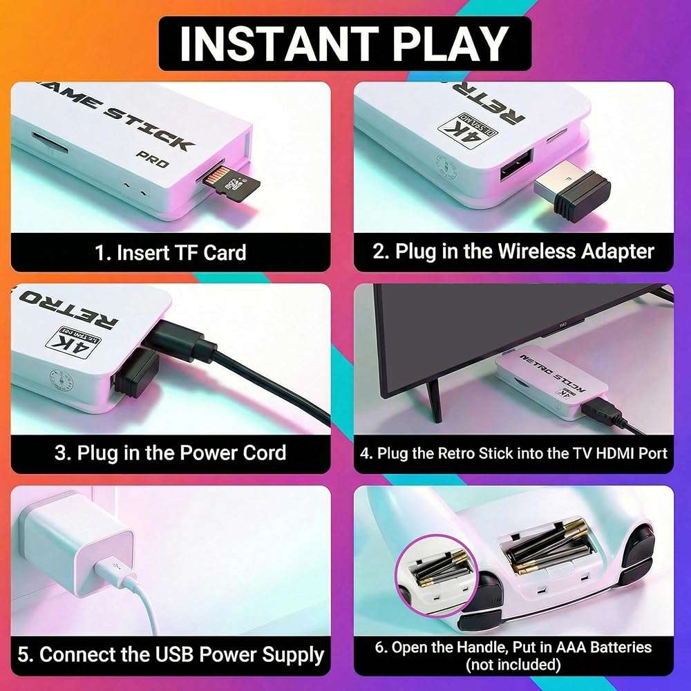 Nikodocr Retro Gaming Console Enjoy a Classic Gaming Experience Plug & Play Retro Game Tv Console Stick HDMI 4K Dual 2.4G Wireless Controllers Emulators - Image 6
