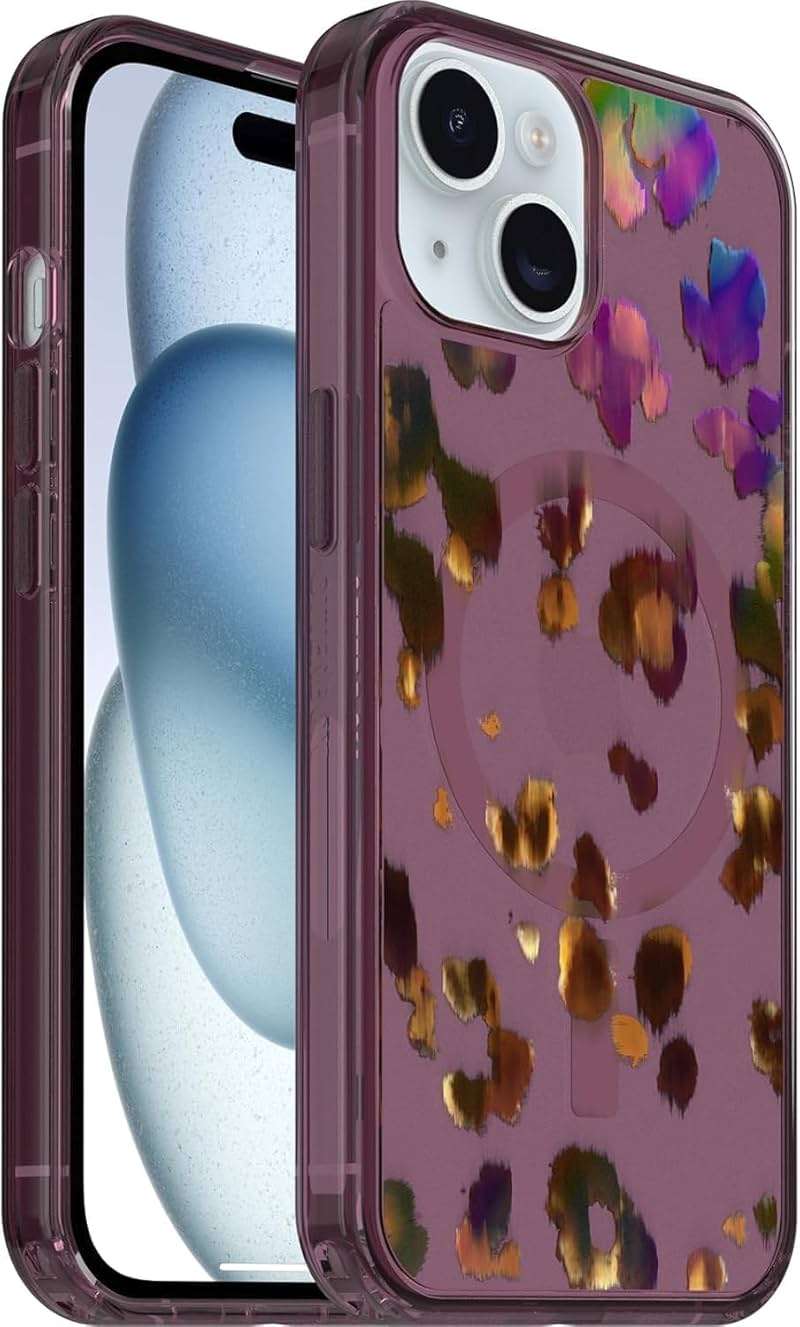 OtterBox iPhone 17e, 16e, 15, 14, 13 (ONLY) Symmetry Series+ Case, Snaps to MagSafe, Ultra-Slim, Raised Edges Protect Camera & Screen - Non-Retail Packaging - (Leopard Shift Pink) - Image 1