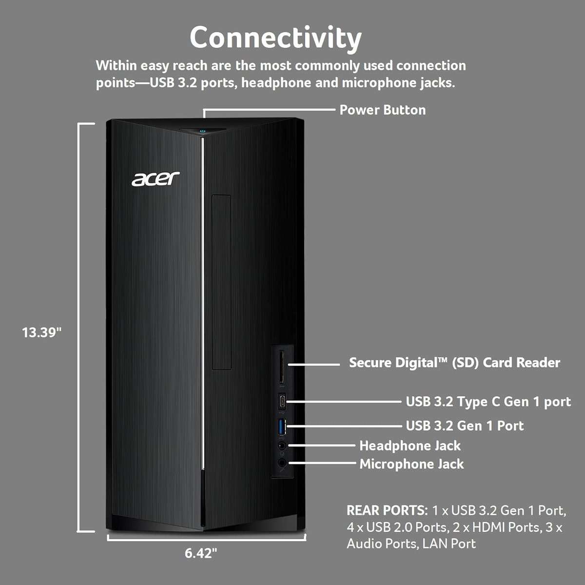 Acer 2026 Desktop Tower, Intel 14th Gen Ultra-Fast 10-Core i5 Processor, 16GB RAM, 1TB Storage HDD, Wi-Fi 6, Support 4K Monitor, Wins 11, Wired KB & Mouse, Free Office 365 on The Web - Image 3