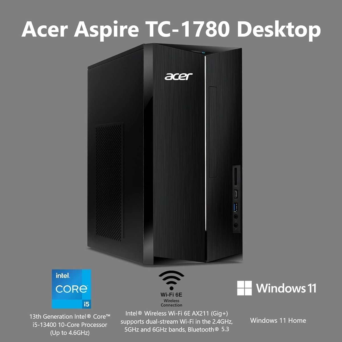 Acer 2026 Desktop Tower, Intel 14th Gen Ultra-Fast 10-Core i5 Processor, 16GB RAM, 1TB Storage HDD, Wi-Fi 6, Support 4K Monitor, Wins 11, Wired KB & Mouse, Free Office 365 on The Web - Image 5