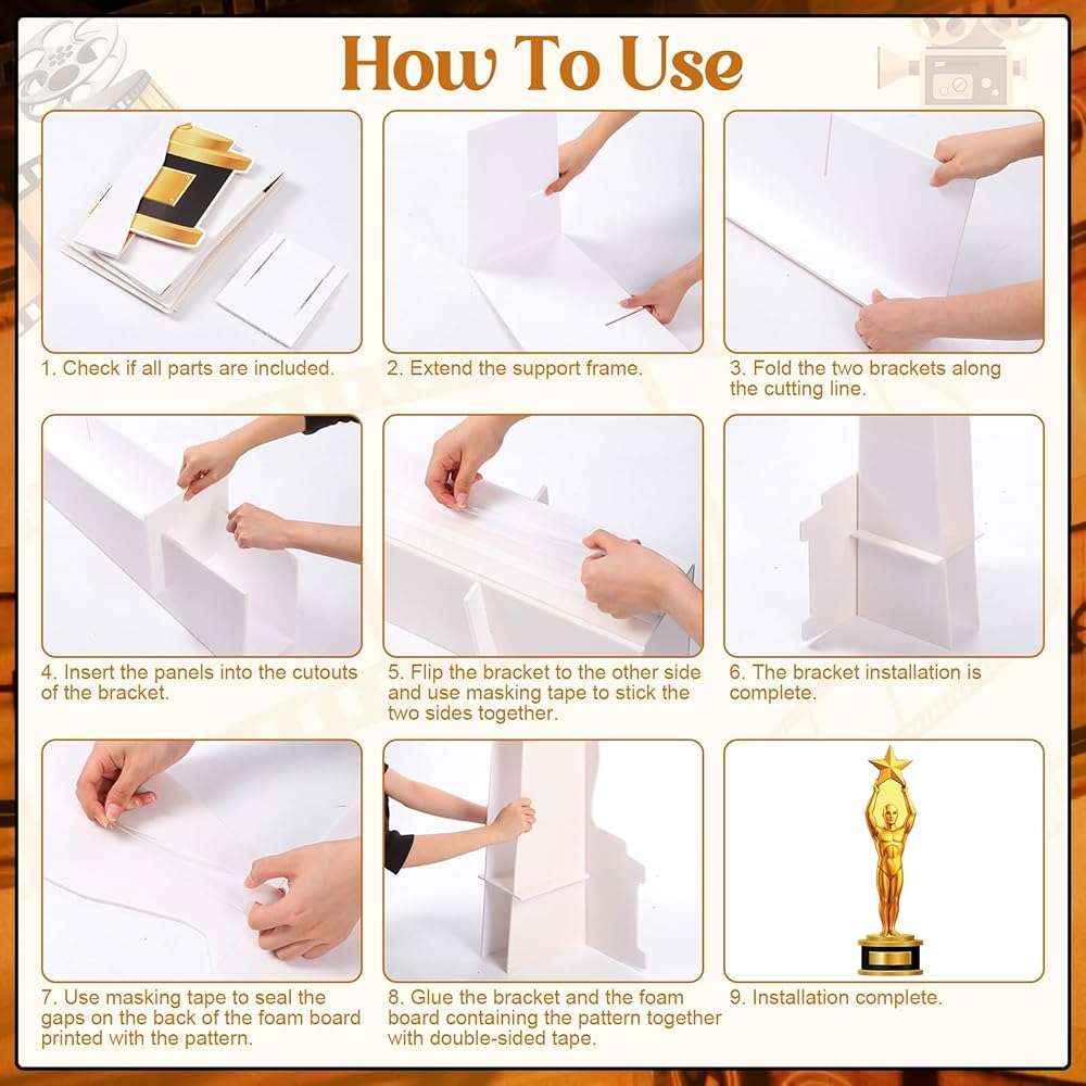 Capoda 1 Pcs 5.9 Ft Trophy Award Stand up Cardboard Cutout Gold Star Award Status Photo Props Life Size Movie Themed Party Decorations for Red Carpet Film Events Birthday Party Decoration Supplies - Image 4