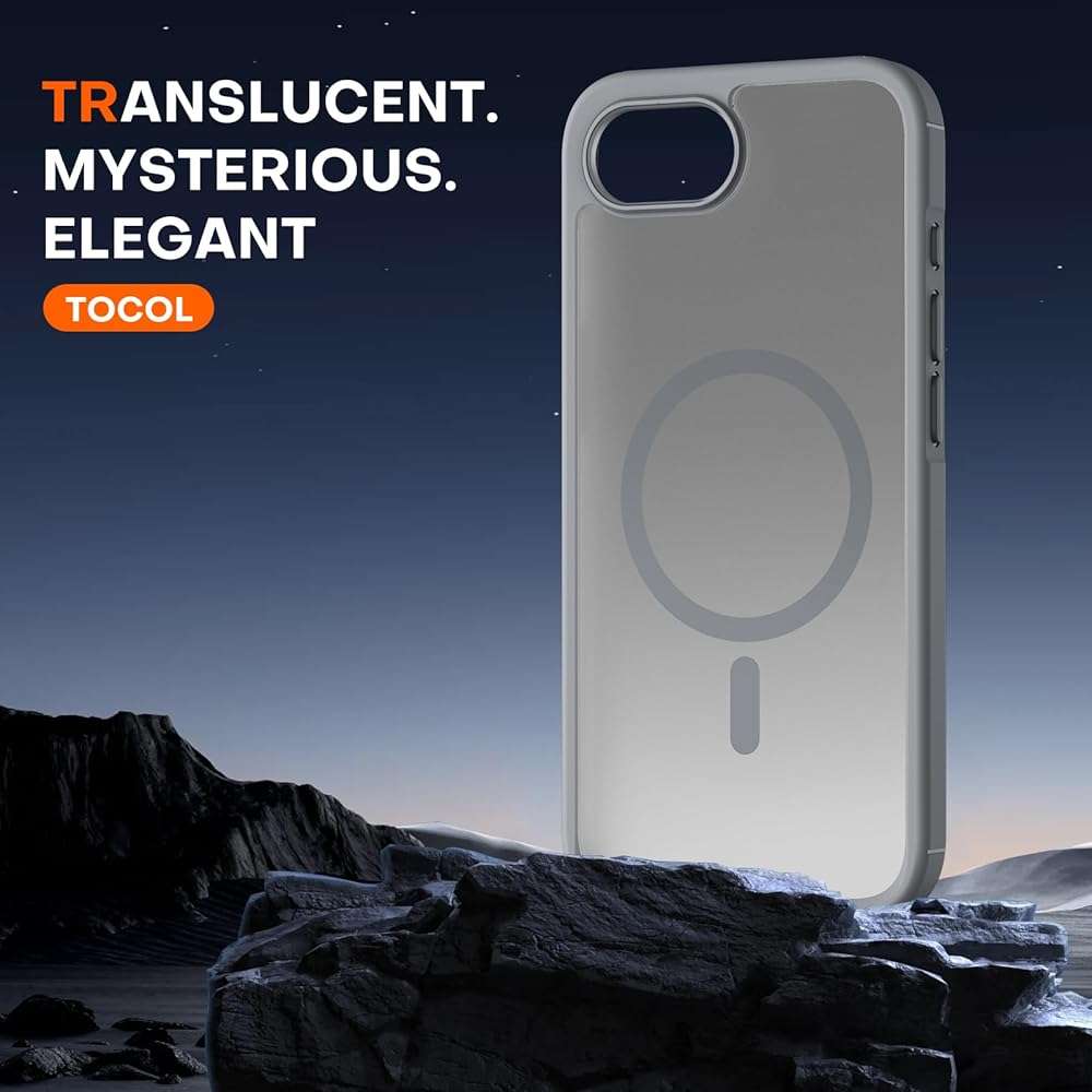 TOCOL for iPhone 17e Case, Compatible with Magsafe, Military Drop Protection, Slim Translucent Matte Shockproof for iPhone 17 e Case 6.1 inch (Grey) - Image 5
