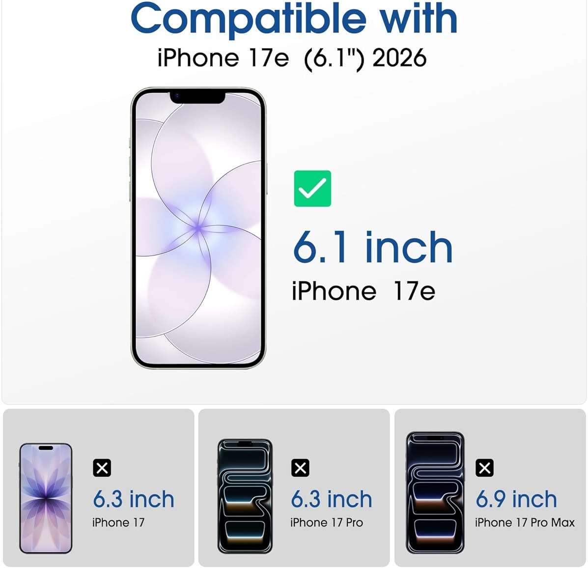 amFilm Auto-Alignment OneTouch for iPhone 17e [6.1''] Screen Protector + Camera Lens Protector, Tempered Glass, 30 Seconds Installation, Bubble Free, Case Friendly, Anti-Scratch 2 Pack - Image 2