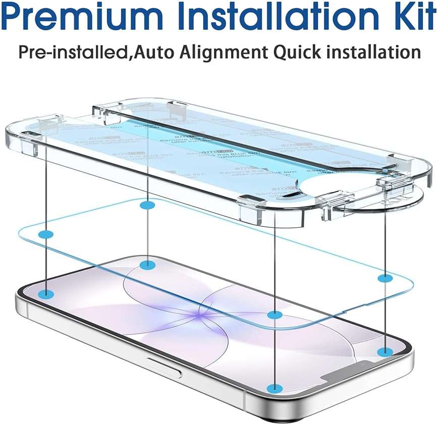 amFilm Auto-Alignment OneTouch for iPhone 17e [6.1''] Screen Protector + Camera Lens Protector, Tempered Glass, 30 Seconds Installation, Bubble Free, Case Friendly, Anti-Scratch 2 Pack - Image 3