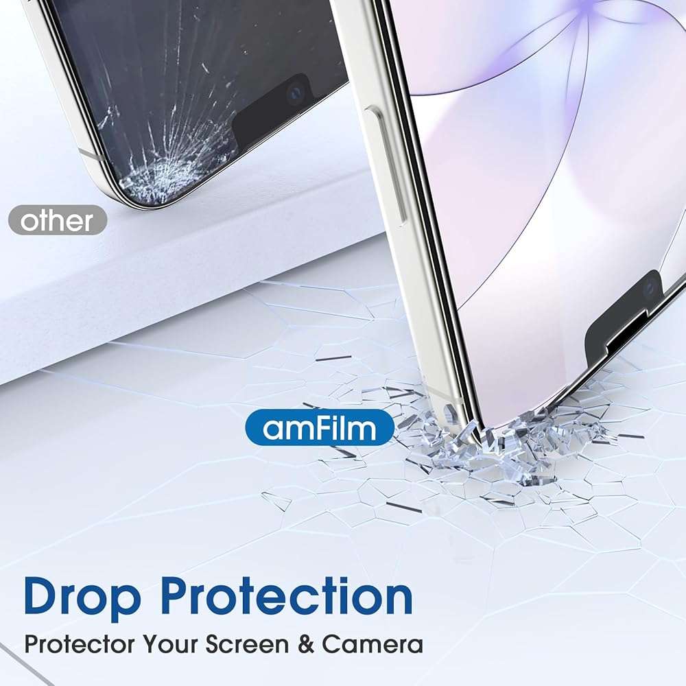 amFilm Auto-Alignment OneTouch for iPhone 17e [6.1''] Screen Protector + Camera Lens Protector, Tempered Glass, 30 Seconds Installation, Bubble Free, Case Friendly, Anti-Scratch 2 Pack - Image 5
