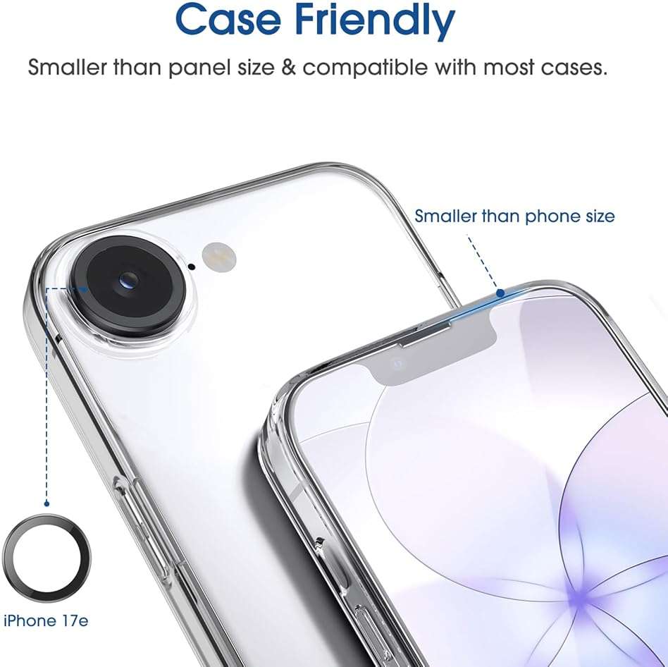 amFilm Auto-Alignment OneTouch for iPhone 17e [6.1''] Screen Protector + Camera Lens Protector, Tempered Glass, 30 Seconds Installation, Bubble Free, Case Friendly, Anti-Scratch 2 Pack - Image 6