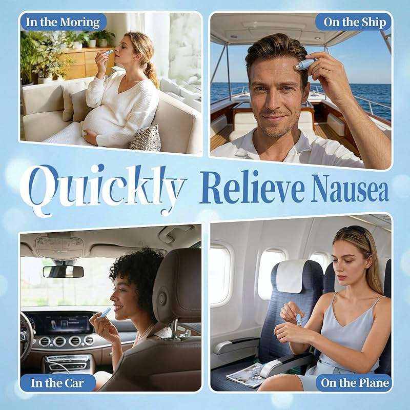 Hion Nausea Relief Inhaler 100% Natural Essential Oil,Dual-Use for Motion Sickness,Morning Sickness,Sea Sickness and Stress with Fast-Acting Relief,Mint,1 Pcs - Image 3