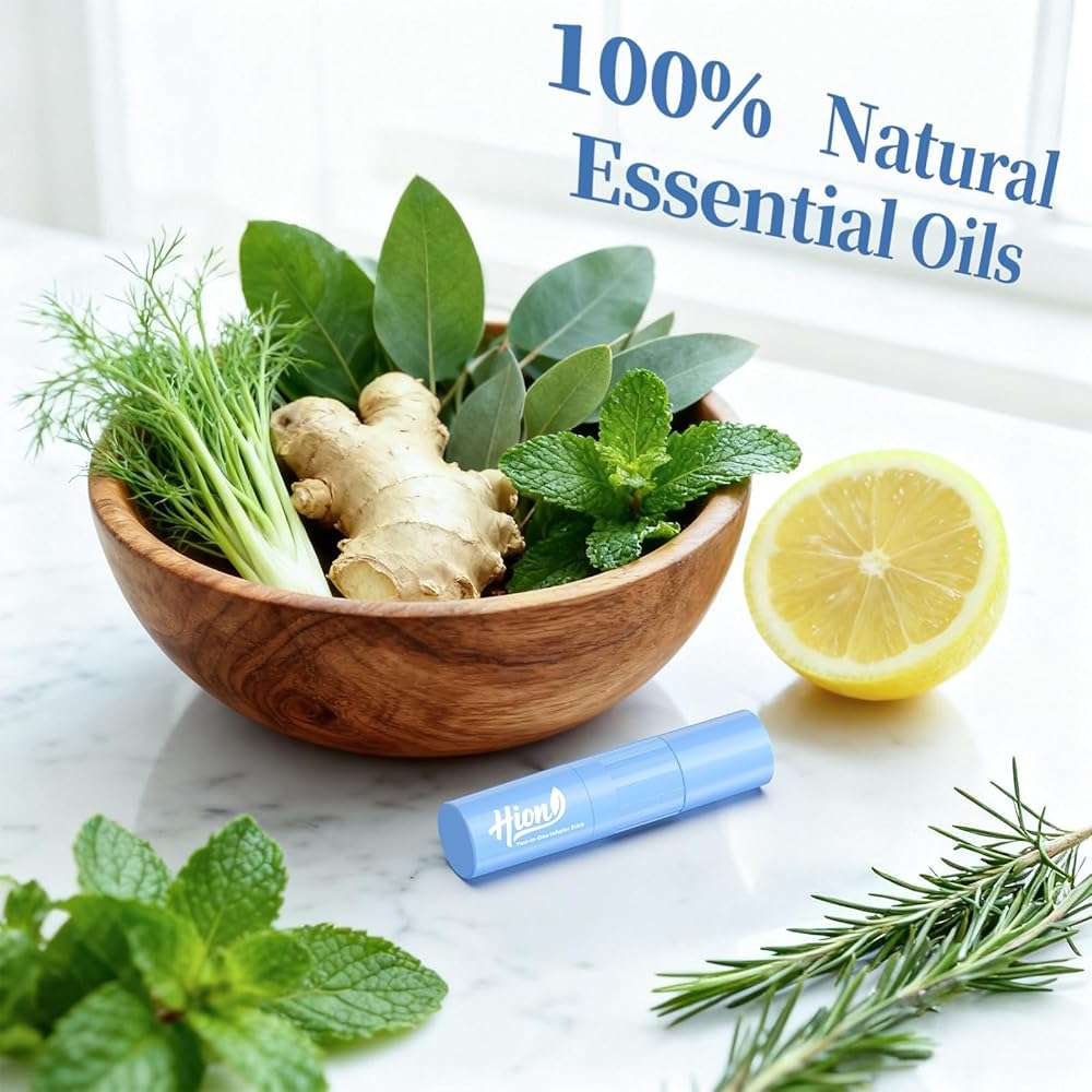 Hion Nausea Relief Inhaler 100% Natural Essential Oil,Dual-Use for Motion Sickness,Morning Sickness,Sea Sickness and Stress with Fast-Acting Relief,Mint,1 Pcs - Image 5