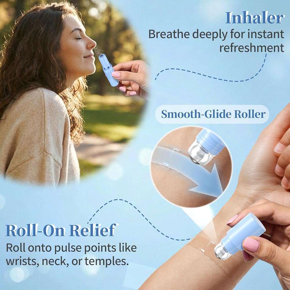Hion Nausea Relief Inhaler 100% Natural Essential Oil,Dual-Use for Motion Sickness,Morning Sickness,Sea Sickness and Stress with Fast-Acting Relief,Mint,1 Pcs - Image 6