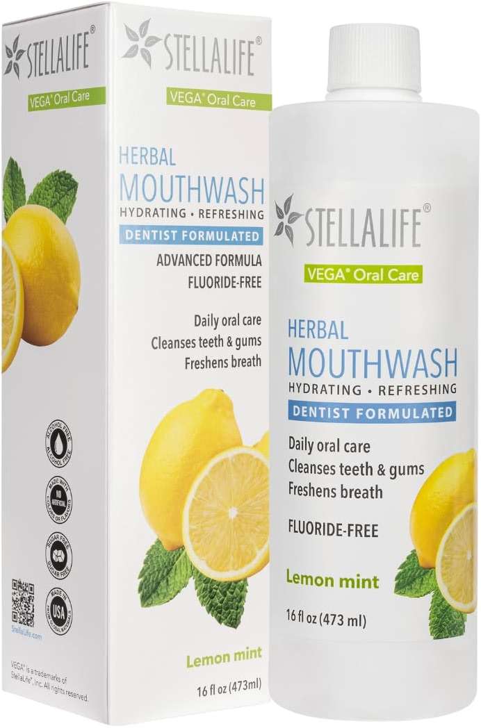 StellaLife Wellness Herbal Mouthwash – Natural Hydrading Alcohol-Free Oral Solution for Halitosis/Bad Breath Relief (Not VEGA Rinse) Lemon Mint - Image 1