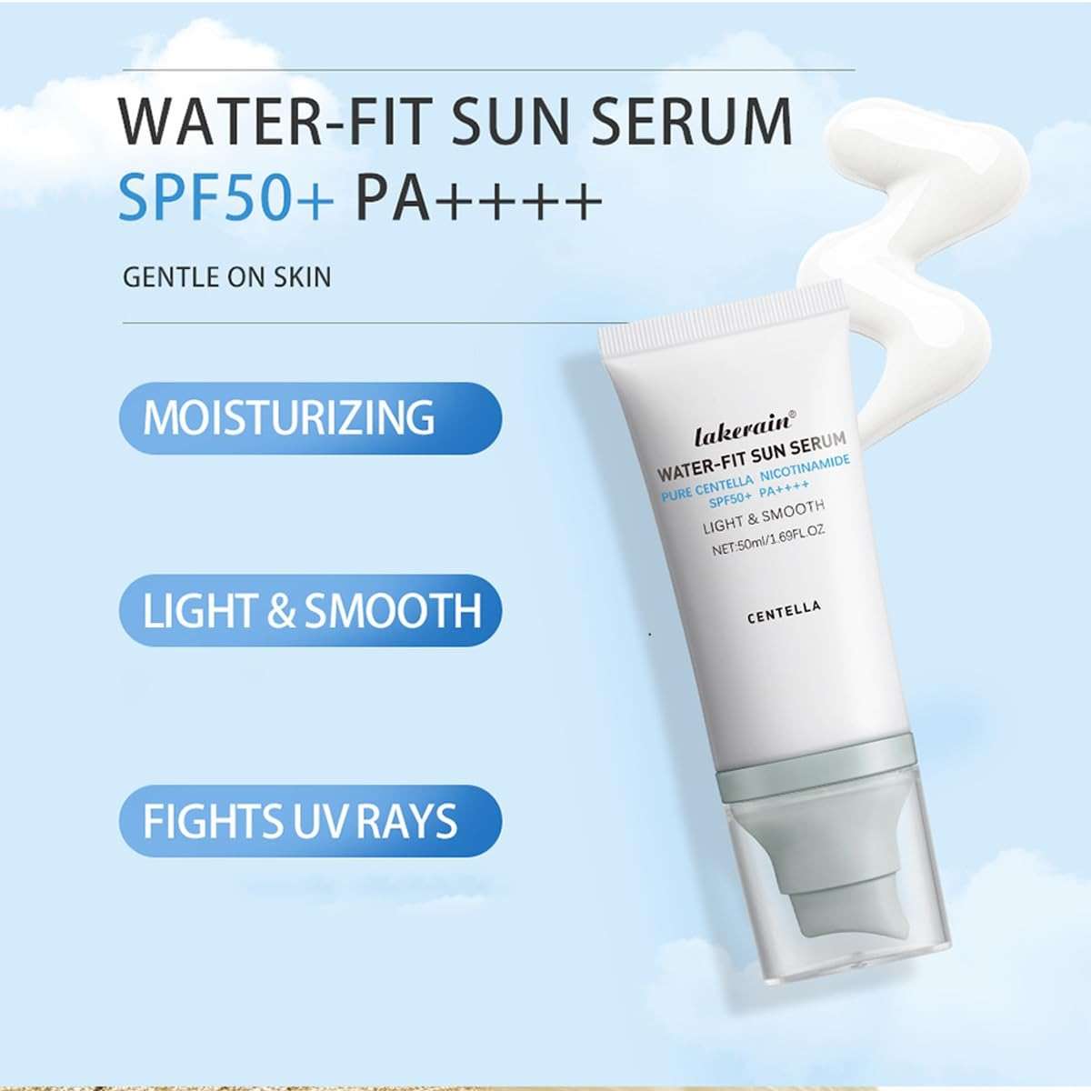 Madagascar Centella Sunscreen SPF 50, Face Sun Screen Long-Lasting Protection, No White Cast for Dry Oily Skin, Moisturizing Non-Sticky Centella Water-Fit Sun Serum for All Skin (2 PCS Blue) - Image 3