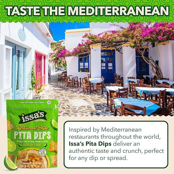Issa's Restaurant Style Hint of Lime Pita Dips | Authentic Lebanese Pita Chip Recipe | Thin and Crispy Dippable Pita Chips Made with Locally Sourced Ingredients | 4-Pack of 10oz Chip Bags - Image 6