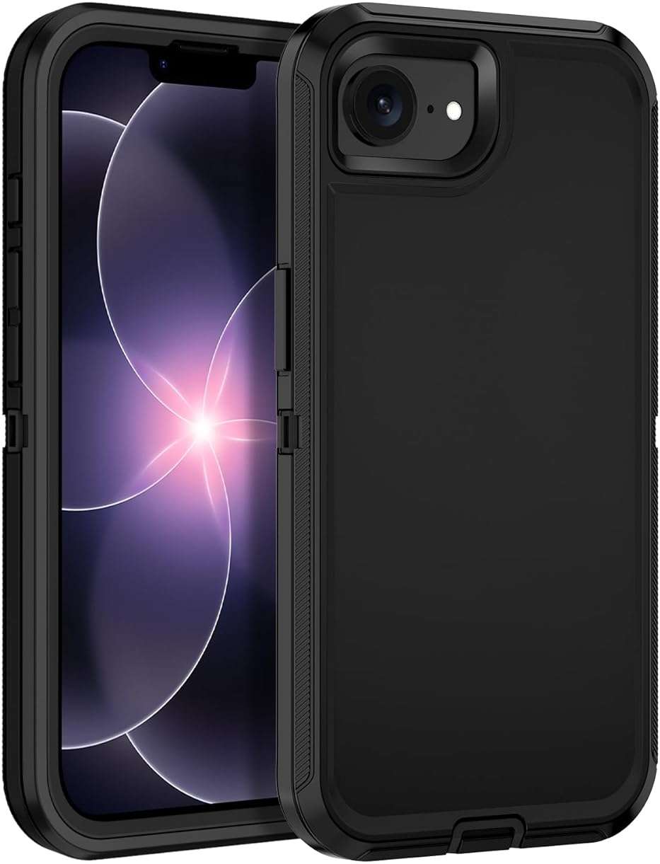 Casenplaza for iPhone 17e Case,iPhone 16e Case Heavy Duty Shockproof Dropproof 3-Layer Full Body Protection [Without Screen Protector] Tough Cover for Apple iPhone 17e/16e 6.1",Black - Image 1