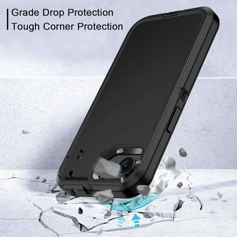 Casenplaza for iPhone 17e Case,iPhone 16e Case Heavy Duty Shockproof Dropproof 3-Layer Full Body Protection [Without Screen Protector] Tough Cover for Apple iPhone 17e/16e 6.1",Black - Image 4