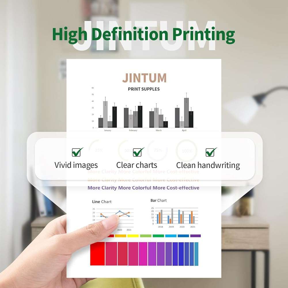 JINTUM 68XL 68 Ink Cartridge Compatible with HP 68 68XL 68e Ink Cartridges Black/Color Combo Pack Replacement for Envy 6155e 6100e 6152e 6500e 6552e 6555e 6558e Printer（1 Black 1 Tri-Color - Image 4