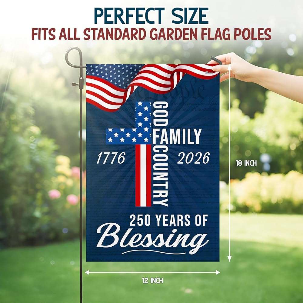 FLAGWIX American 250 Years of Blessing Flag - Polyester Double-sided Yard Flags For Outside Garden Flag (11.5" x 17.5") - 4th of July Decorations for Home Yard Garden Decor Banner, Gifts For Men Women - Image 2