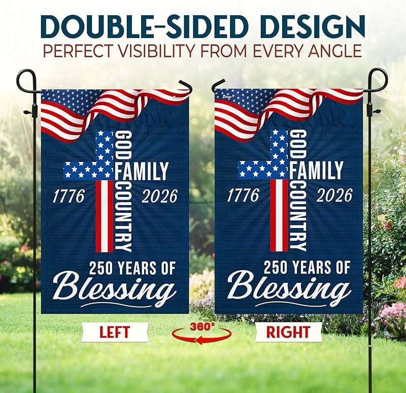 FLAGWIX American 250 Years of Blessing Flag - Polyester Double-sided Yard Flags For Outside Garden Flag (11.5" x 17.5") - 4th of July Decorations for Home Yard Garden Decor Banner, Gifts For Men Women - Image 3