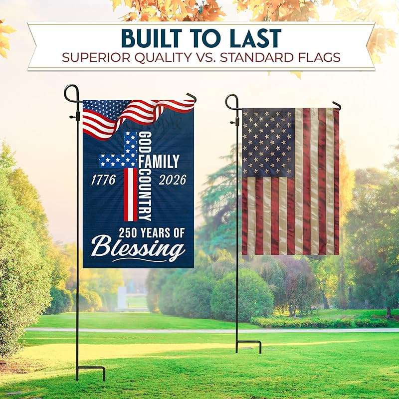 FLAGWIX American 250 Years of Blessing Flag - Polyester Double-sided Yard Flags For Outside Garden Flag (11.5" x 17.5") - 4th of July Decorations for Home Yard Garden Decor Banner, Gifts For Men Women - Image 4
