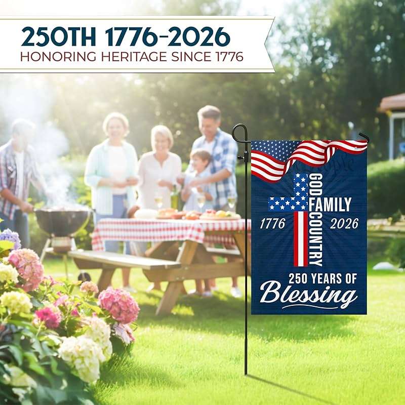 FLAGWIX American 250 Years of Blessing Flag - Polyester Double-sided Yard Flags For Outside Garden Flag (11.5" x 17.5") - 4th of July Decorations for Home Yard Garden Decor Banner, Gifts For Men Women - Image 6