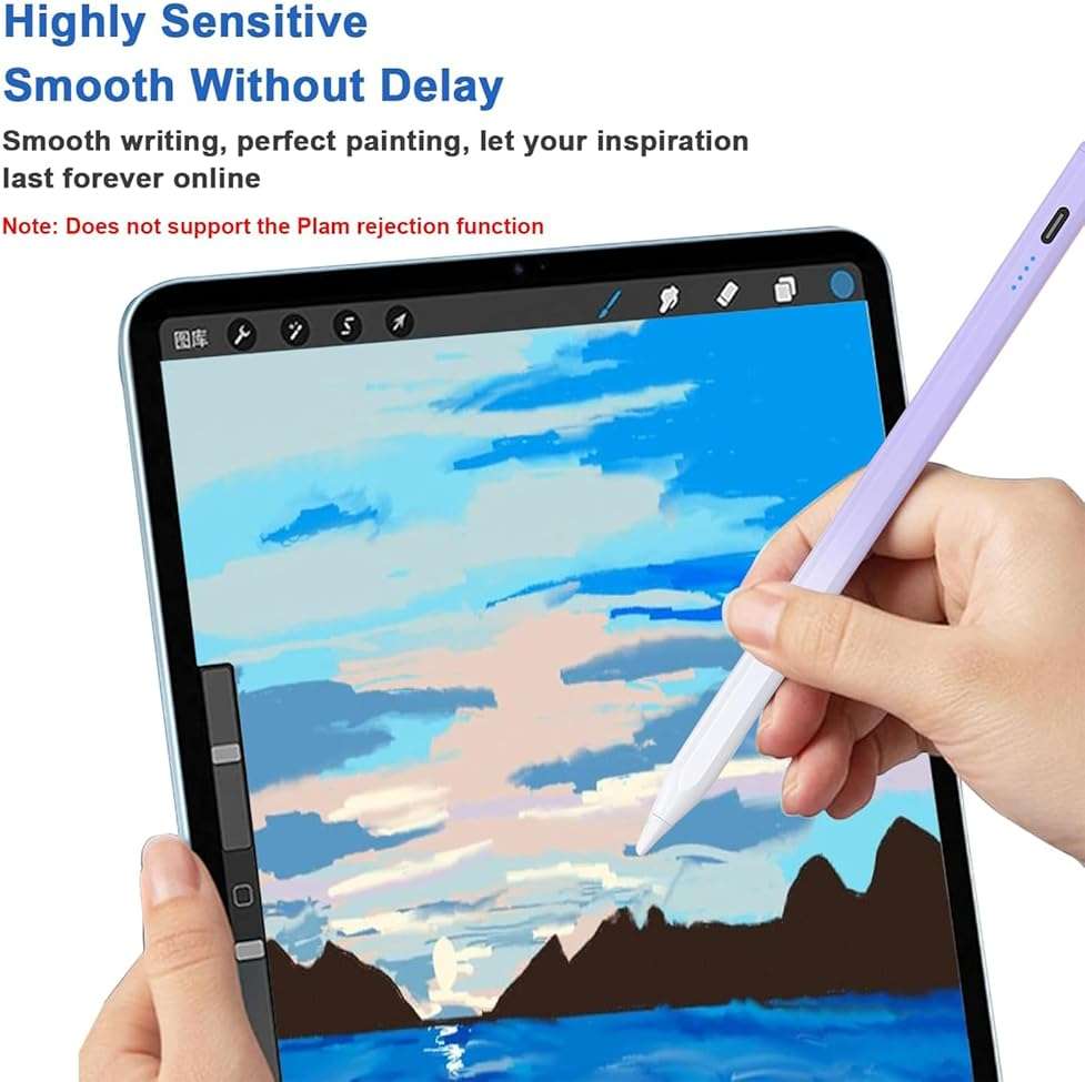 Stylus Pens for Touch Screens Power-Display Tablet Pen POM Tip Magnetic Digital Touch Pen Compatible with iPhone/iPad/Lenovo/and Other iOS/Android Smartphone and Tablet Devices (Gradient Purple - Image 6