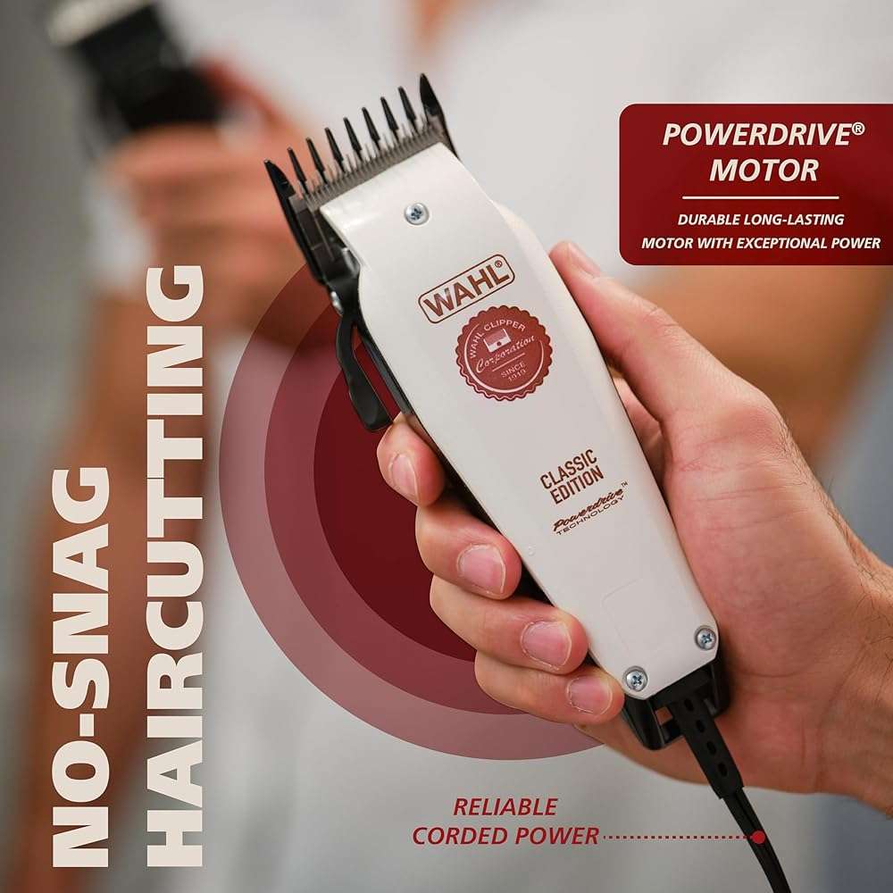 Wahl USA Classic Edition Corded Hair Clippers & Cordless Hair Trimmer for Men, Women & Children – POWERDRIVE Motor for Smooth, Consistent Haircutting & Touch-Up Trimmer – Model 3029167 - Image 4