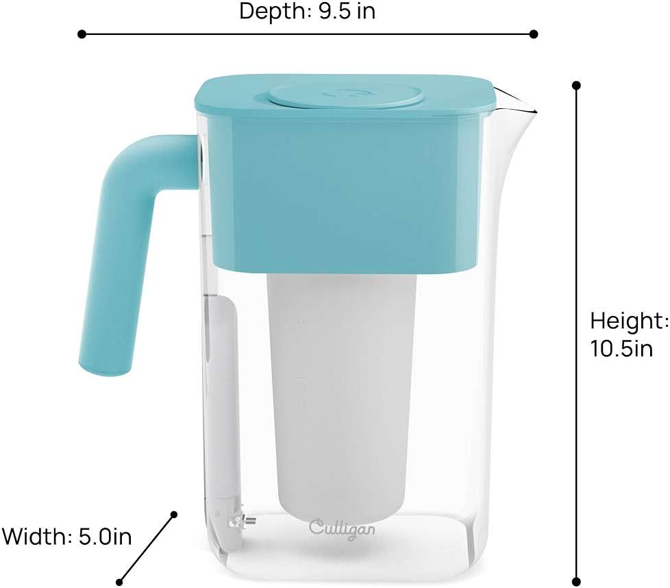 Culligan with ZeroWater Technology 10-Cup Water Filter Pitcher – Includes 5-Stage Advanced Water Filter, IAPMO Certified to Reduce Lead, Total PFAS, Mercury, Fluoride, and Chlorine - Aqua - Image 3