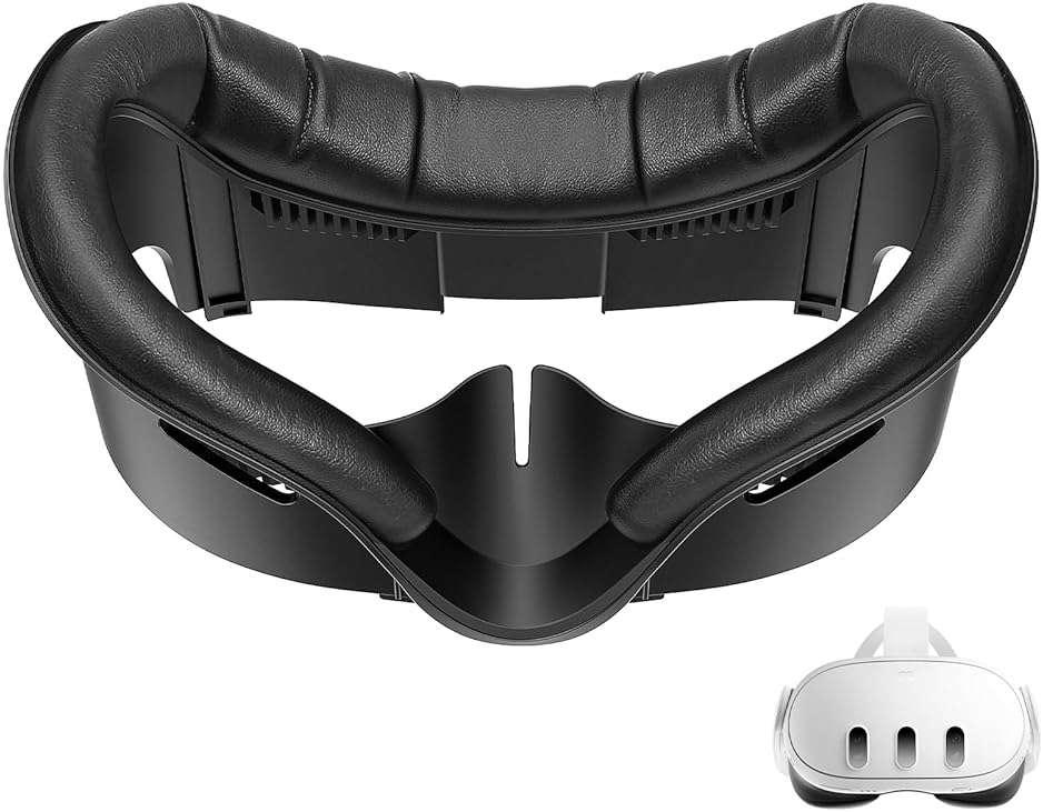 Face Pad for Meta Quest 3 Facial Interface for Oculus Quest 3 Accessories Sweet-Proof PU Leather Foam Cushion Face Cover Replacement Black - Image 1
