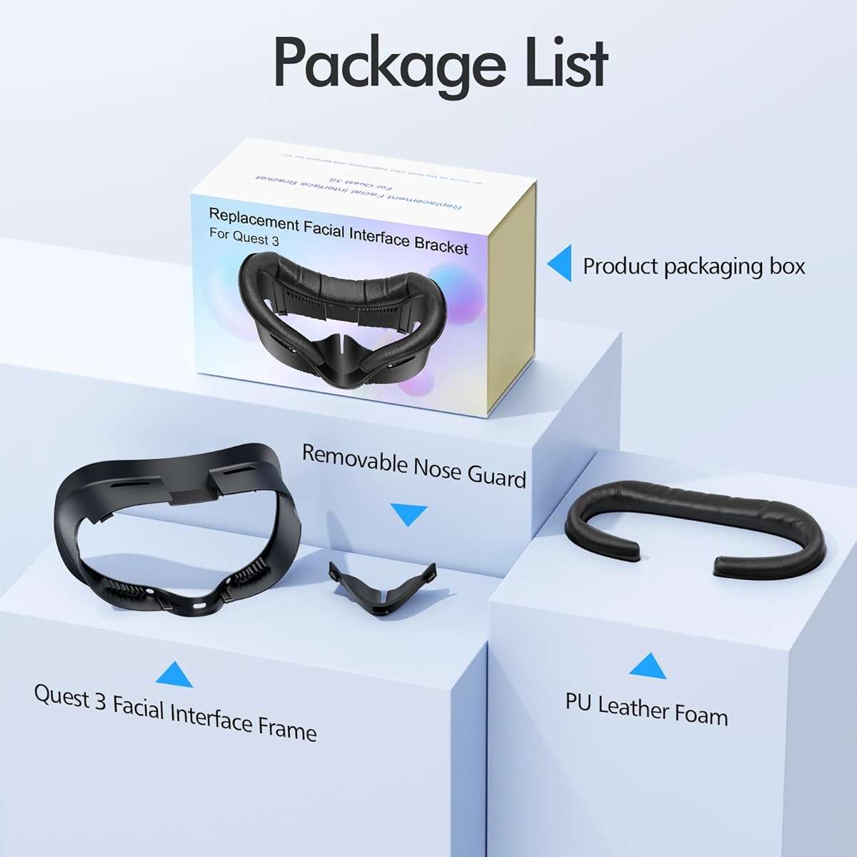 Face Pad for Meta Quest 3 Facial Interface for Oculus Quest 3 Accessories Sweet-Proof PU Leather Foam Cushion Face Cover Replacement Black - Image 7