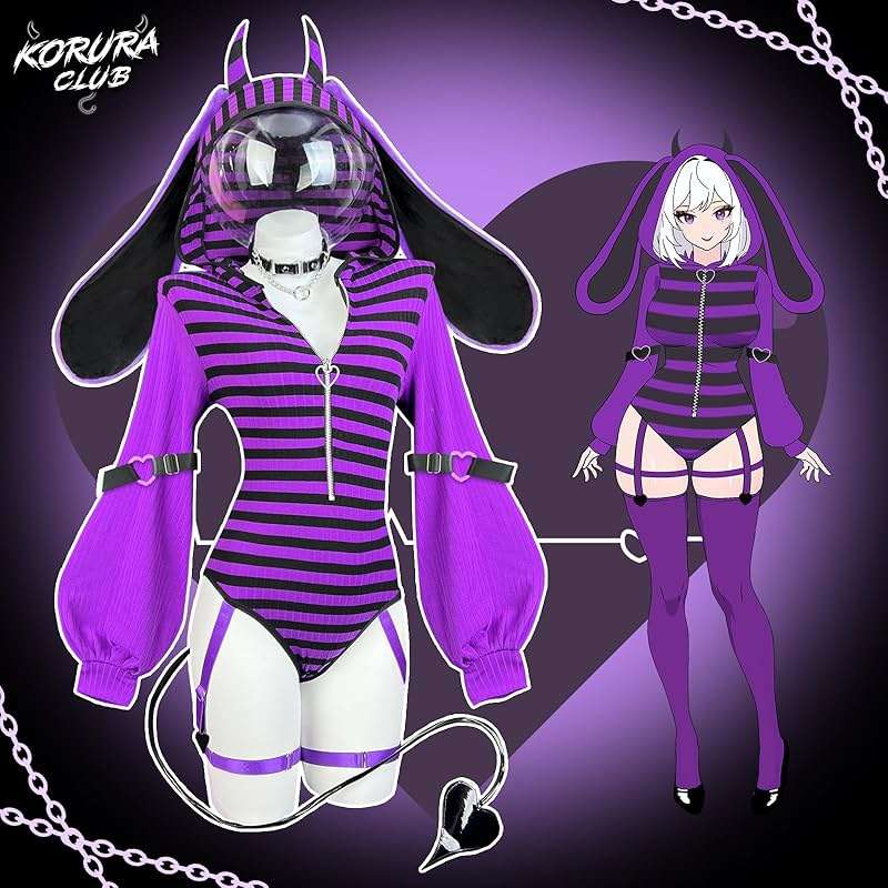 KORURACLUB Bunny lingerie Cosplay lingerie Stripe Costume Demon Bunny Sexy Bodysuit jail costume - Image 2