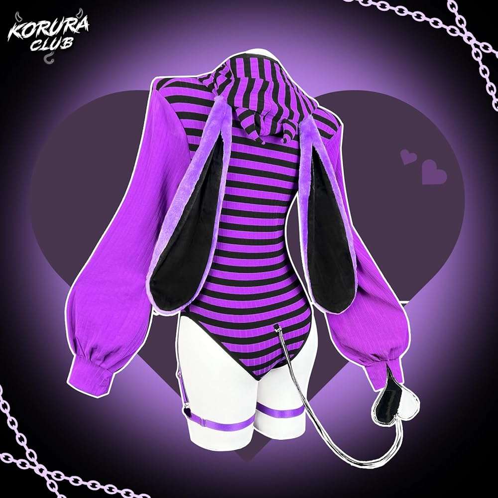KORURACLUB Bunny lingerie Cosplay lingerie Stripe Costume Demon Bunny Sexy Bodysuit jail costume - Image 4