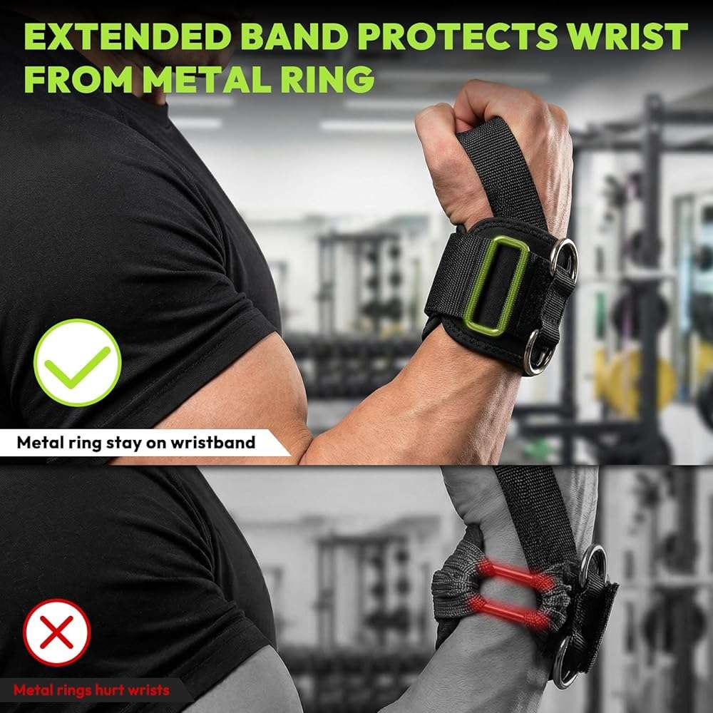 HANDBODE Lifting Wrist Straps for Weightlifting, Gym Wraps with Double D-Ring for Secure Grip, Deadlift, Pull Up, Bodybuilding, Cable Workout, Fit Men Women, Extra-Long Padded - Image 2