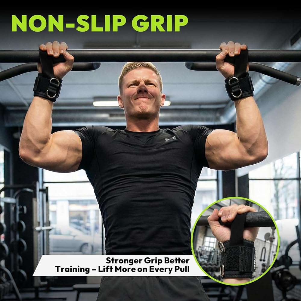 HANDBODE Lifting Wrist Straps for Weightlifting, Gym Wraps with Double D-Ring for Secure Grip, Deadlift, Pull Up, Bodybuilding, Cable Workout, Fit Men Women, Extra-Long Padded - Image 4
