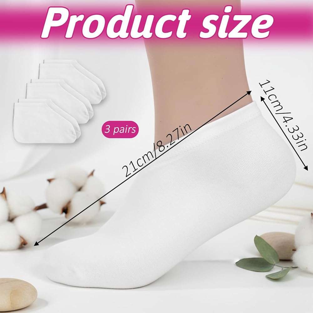 3 Pairs Moisturizing Socks Overnight for Dry Feet, Lotion Socks, Spa Cotton Moisture Enhancing Cosmetic Socks for Cracked Heel Repair for Women and Men - Image 2