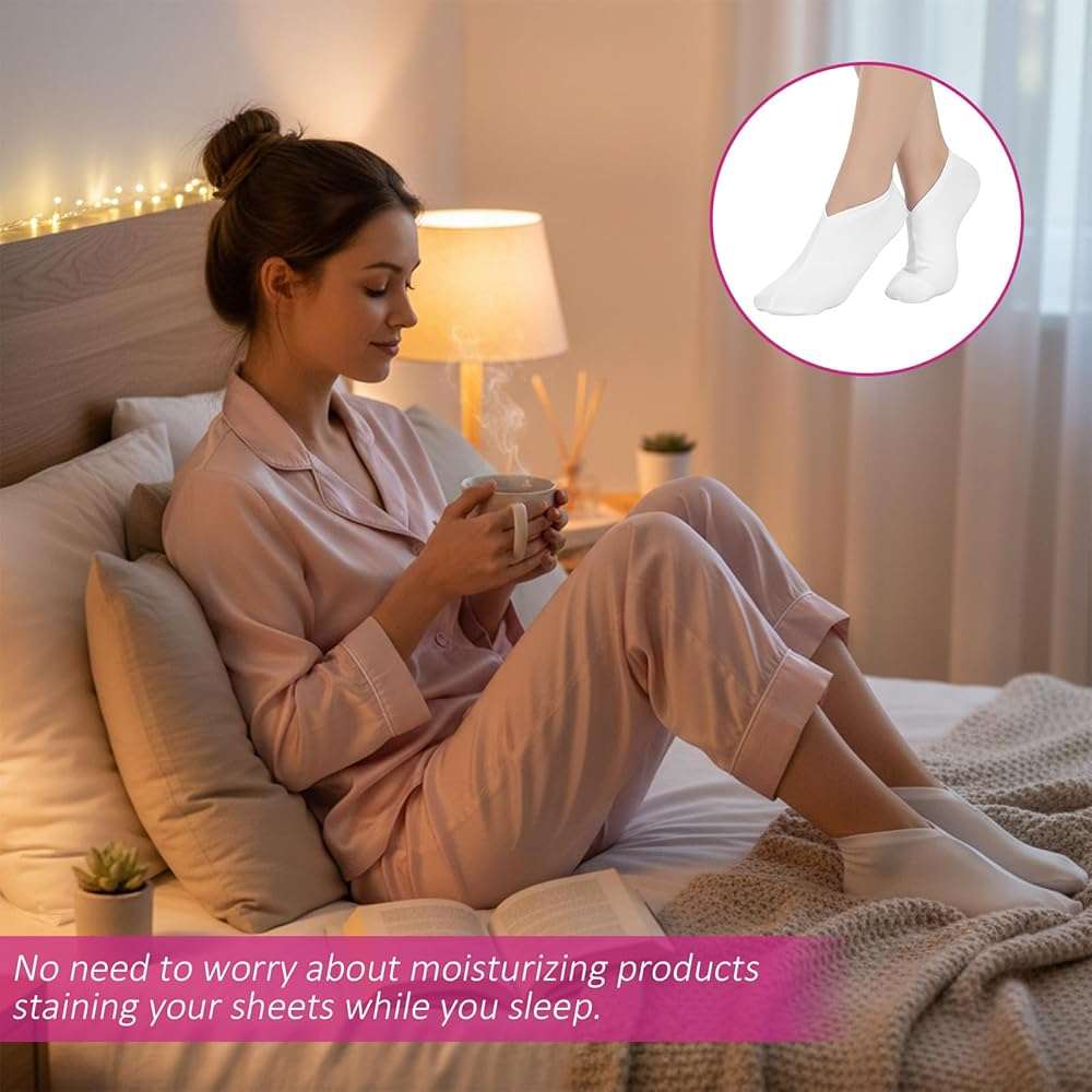 3 Pairs Moisturizing Socks Overnight for Dry Feet, Lotion Socks, Spa Cotton Moisture Enhancing Cosmetic Socks for Cracked Heel Repair for Women and Men - Image 6