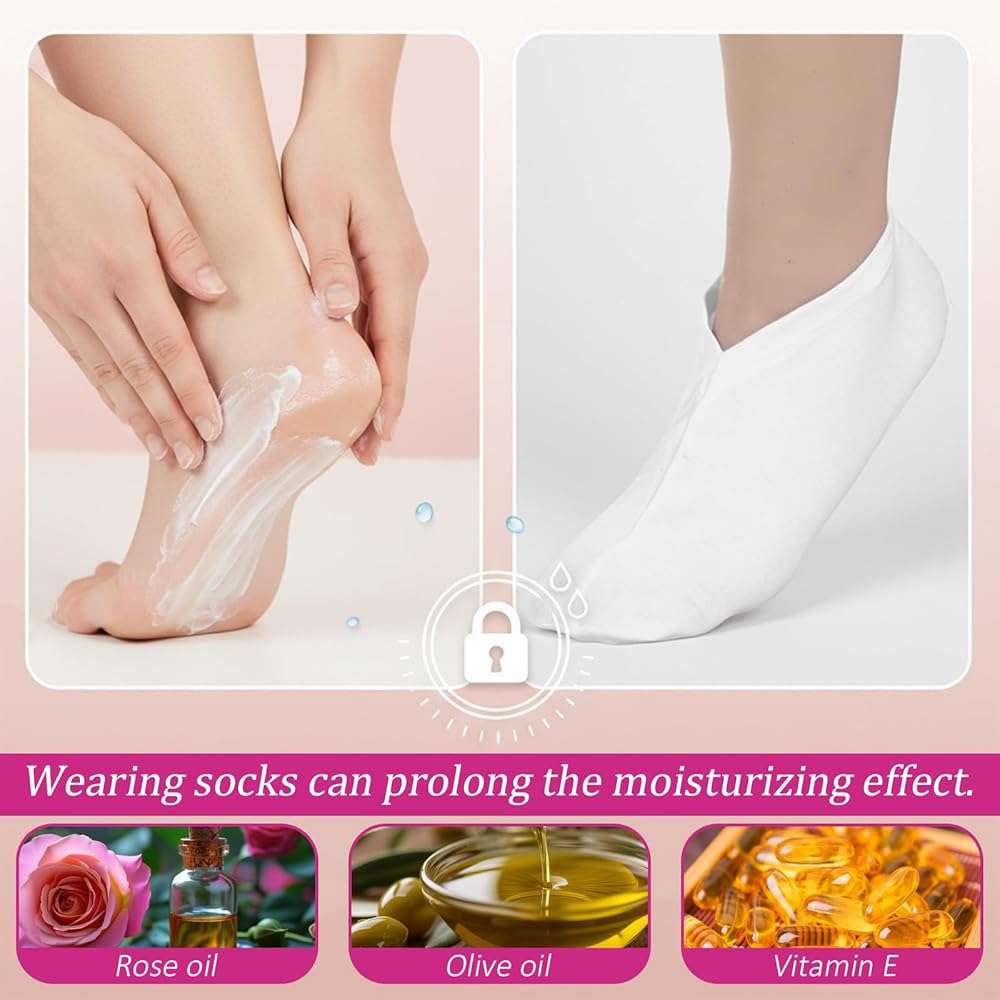 3 Pairs Moisturizing Socks Overnight for Dry Feet, Lotion Socks, Spa Cotton Moisture Enhancing Cosmetic Socks for Cracked Heel Repair for Women and Men - Image 7