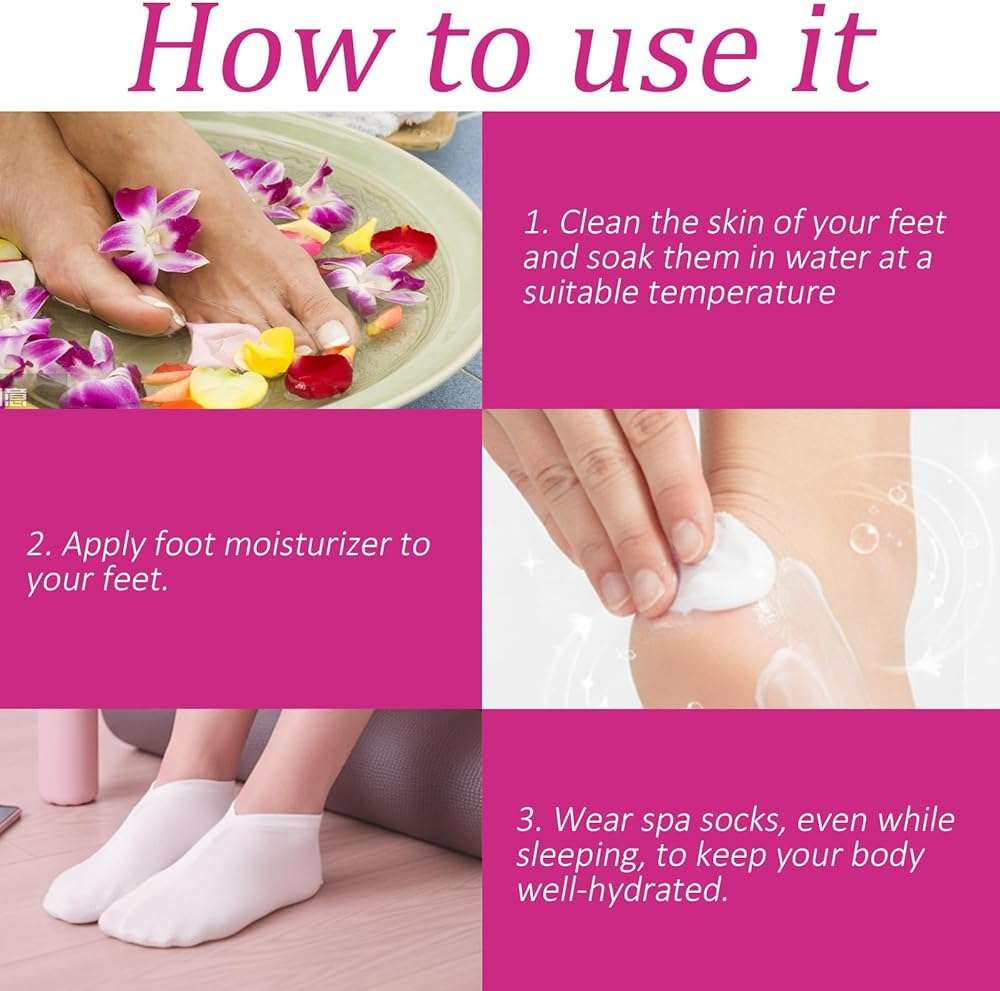 3 Pairs Moisturizing Socks Overnight for Dry Feet, Lotion Socks, Spa Cotton Moisture Enhancing Cosmetic Socks for Cracked Heel Repair for Women and Men - Image 8